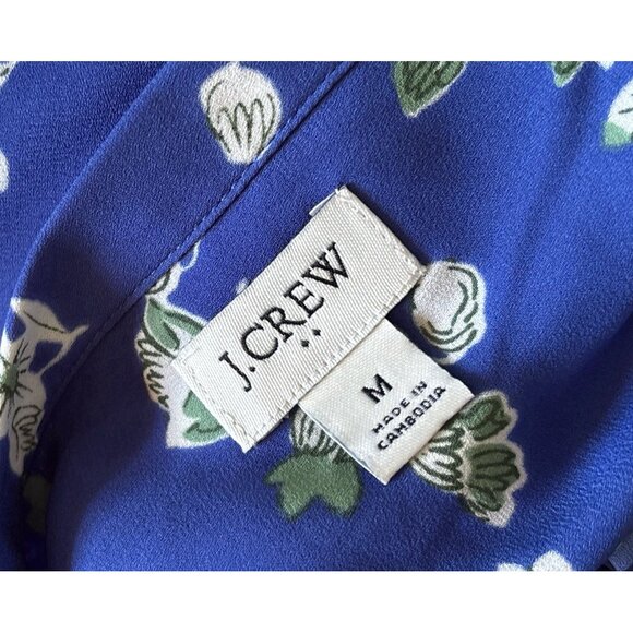 J CREW Womens Size Medium Tie Neck Long Sleeve Floral Print Button Front Shirt - Picture 8 of 8